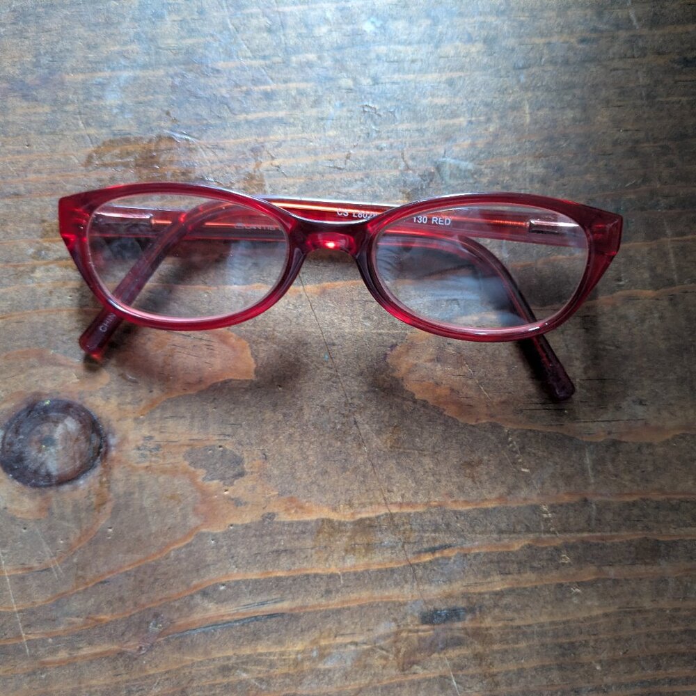 Lantis Optical Red Checkered Temple Glasses Frames Size 48 17 130